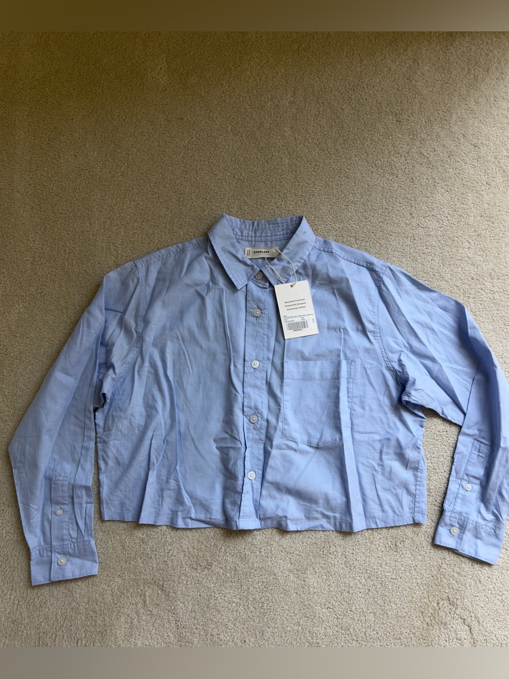 The Way-Short Shirt in Silky Cotton Chambray Blue Size: S, NWT